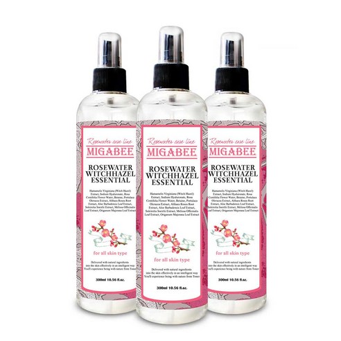 미가비 로즈워터(장미꽃수) 위치하젤 에센셜 스킨 토너 선물 쇼핑백, 1개, 300ml