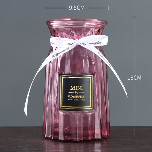 DFMEI 유럽 스타일 크리 에이 티브 다채로운 투명 유리 꽃병 수경 식물 꽃 릴리 꽃병 거실 꽃꽂이 홈, 다이아몬드 18 종이 (와인 레드), 중간