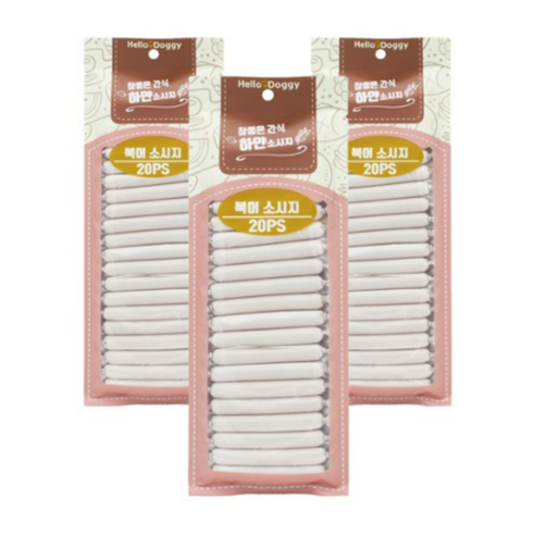 헬로도기 강아지 참좋은간식 하얀소시지 20p, 북어맛, 180g, 3개