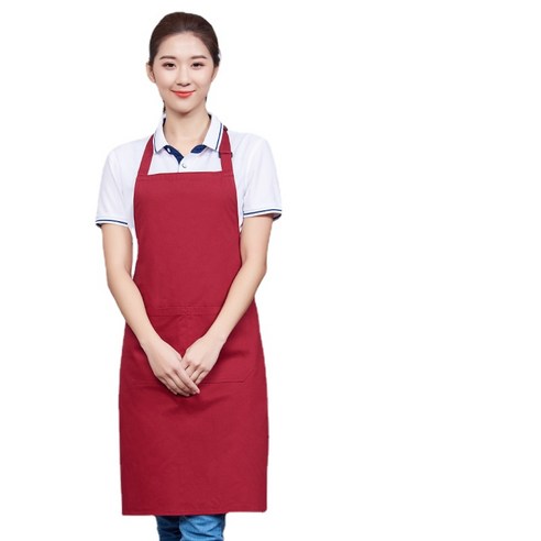 ANKRIC 순면 앞치마 가정용 주방 전용 더러움 방지 어깨끈 홀더앞치마 원피스앞치마, 다크 레드