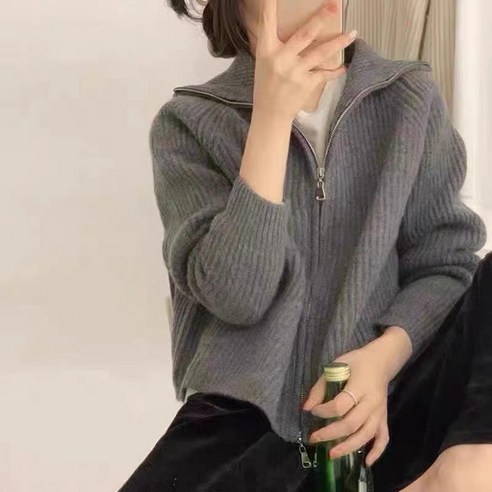 POMTOR 여성 니트 카디건 집업 스웨터녀