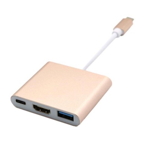 USB-C 허브 디지털 AV 멀티 포트 어댑터 USB3.1 Type-C-1 HDMI 1 USB 3.0 포트 PD 허브 1 충전 전원 공급 포트 알루미늄, 골드