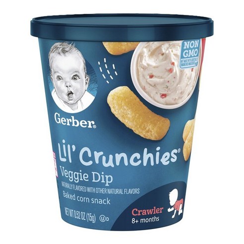 거버 릴 크런키 베이크드 콘 스낵 어린이곡물과자 15g, 베지 딥 (Veggie Dip), 1개
