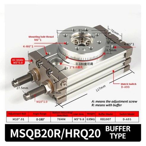 262903 공압 회전 실린더 Smc MSQB 조정 로터리 0-190 MSQB10A MSQB20A MSQB30A MSQB50A MSQB20R MSQB30R, 6) MSQB20R smc로타리실린더 Best Top5