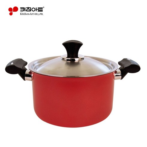 키친아트 에라토 IH 인덕션 스텐 칼라 세라믹냄비, 레드 20cm