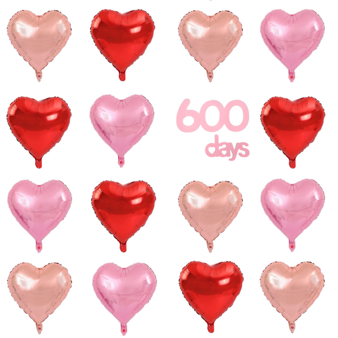 파파 파티 하트 풍선 세트 기념일 생일 포토월 DIY, 1세트, 레드6/핑크6/로즈골드6 + 600days