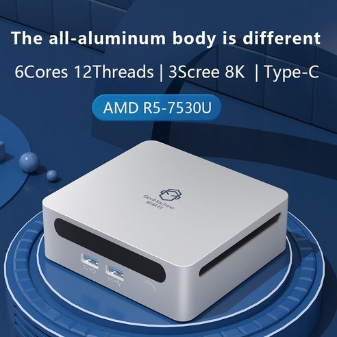 szbox7530u 미니 PC 컴퓨터 SZBOX 데스크탑 머 S75 AMD Ryzen 5 7530U DDR4 3200MHz 16GB 512GB PCIe4.0 NVMe SSD 6 BT5.2, 06=DDR432GB1TBNVME_EU Best Top5