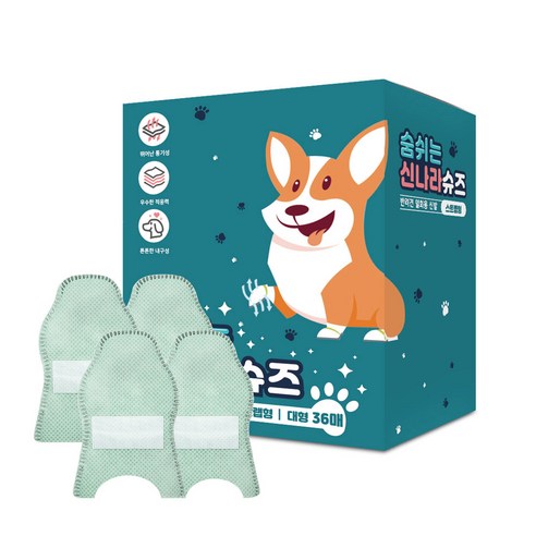 와우 강아지 일회용 신발 숨쉬는 신나라슈즈 36매, 민트