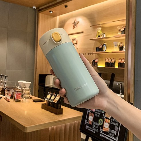 직급 보온컵 304 스테인리스강 커피잔 진공 사무컵 창의 야외 레저 적재 컵, 아이보리, 280ML
