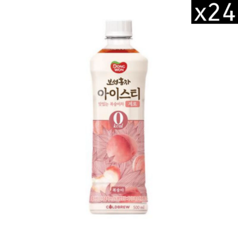 동원 보성홍차 아이스티 제로 복숭아, 500ml, 24개