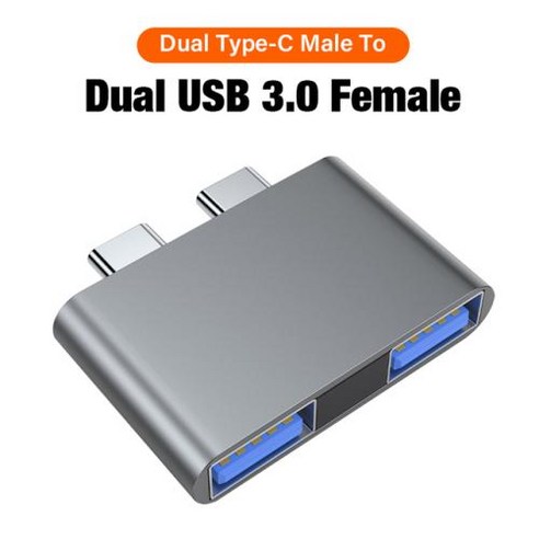 듀얼 C타입 USB 3.0 익스텐더 썬더볼트 3 수-암 연장 어댑터 커넥터 맥북 프로 에어용 5K 40Gbps USB C 허브, 3) Type C USB 3.0