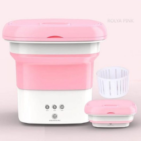 다기능 드럼세탁기 미니 세탁기 소형 USB 초음파 건조 휴대용 4.5L 의류용 속옷 양말 여행용 + 블루 라이트, 03 Folding Pink_01 미국