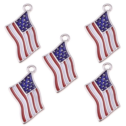 5pcs 미국 미국 국기 매력 성조기 디자인 펜던트 애국 보석
