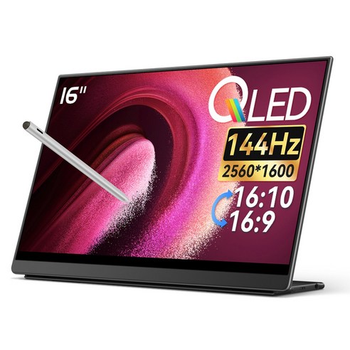 EHOMEWEI 이홈웨이 포터블모니터 Portable monitor 휴대용모니터 서브모니터 2.5K IPS QLED 100%DCI-P3 16인치 맥OS 덱스 게임콘솔 미니PC, E16Q5, 40.64cm