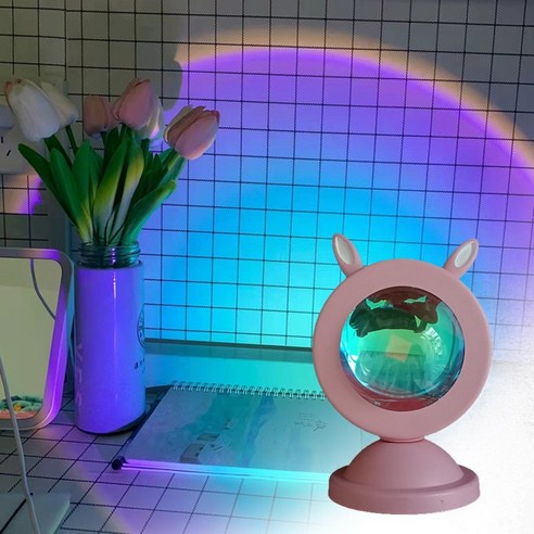 [XIG] LED 미니 일몰 프로젝션 램프 5V USB 분위기 밤 빛 배경 벽 장식 사진 빛 라이브 아름다움 Luzes 새로운, Rainbowrabbit4