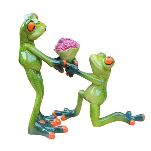 참신 3D 개구리 동물 수지 공예 결혼식 장식 발렌타인 선물, 멀티 컬러