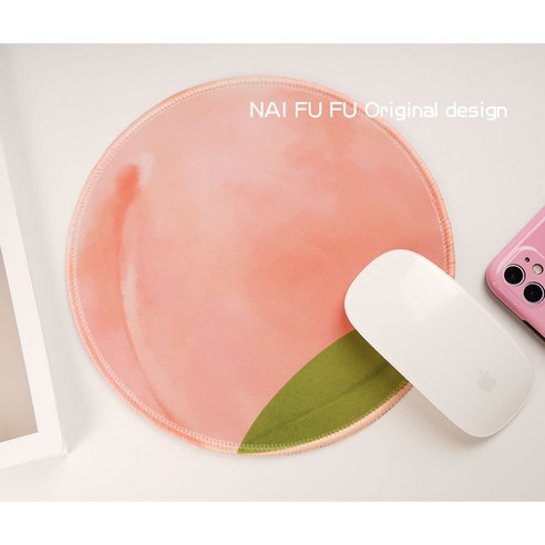 Naifufu 원래 복숭아 라운드 마우스 패드 스타일 컴퓨터 게임 테이블 표면 패드 고무 미끄럼 귀여운, 오렌지 + 복숭아 마우스 패드 (대형)