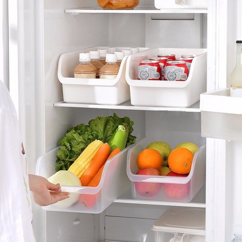 냉장고 식품 보관 투명 식품 보관 보관 상자 주방 플라스틱 상자 보관 상자 흰색, 화이트 2팩