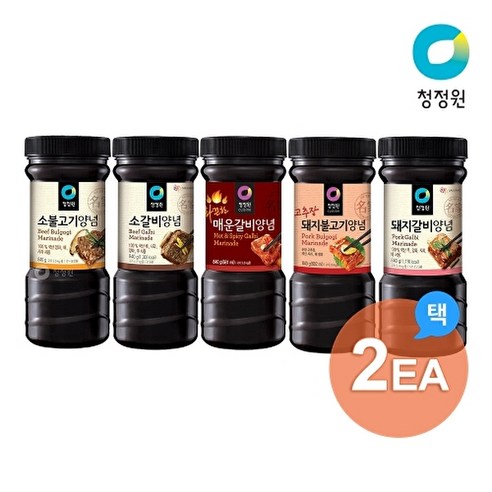 청정원 고기양념840g 5종(소갈비/소불고기/돼지갈비/제육/매운갈비) 2개 골라담기, 돼지갈비양념장 840g x 2개, 돼지갈비양념장 840g x 2개