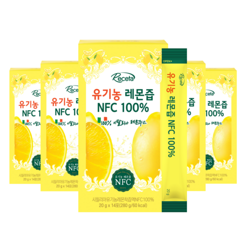 레세타 유기농 레몬즙 NFC 100%, 280g, 5개