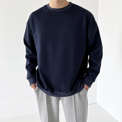 데일트 남자 오버핏 기모 맨투맨 티셔츠