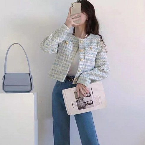 [쿠팡] 포인트 단추 자켓 숏 자켓 봄 스타일링 가을 아우터 청순룩