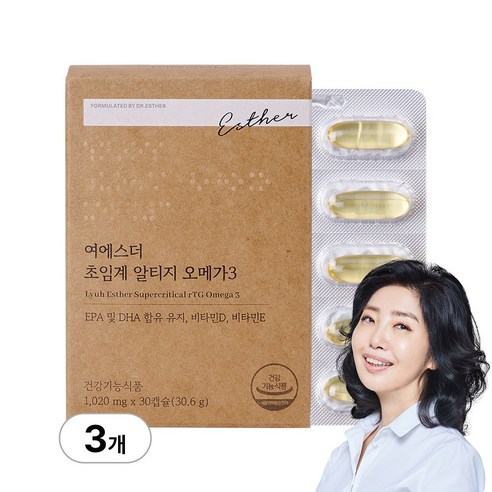 [본사직영] 여에스더 초임계 알티지 오메가3 1020mg 국민영양 프로젝트, 30정, 3박스