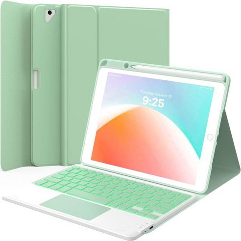 GreenLaw 10.2인치 아이패드 9세대 케이스 키보드 8세대/7세대/Air 3 얼룩 방지 커버 2 핑크, C-Lush Green, For iPad 9th/8th/7th/Air 2rd/P