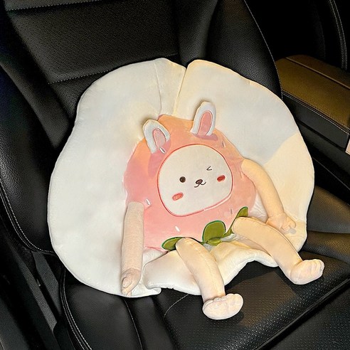 자동차 머리 받침 허리, 딸기 토끼 허리-싱글