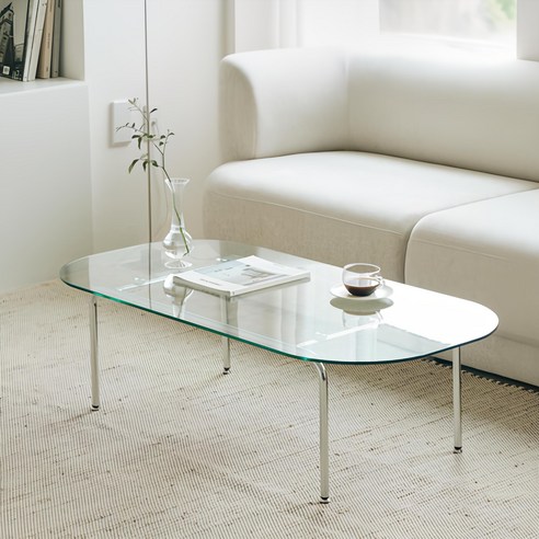 좁은 거실, 답답함은 싫고 트렌디함은 포기 못할 때? 메종드꼼마 아르코 유리 테이블 선택 후기 거실유리테이블