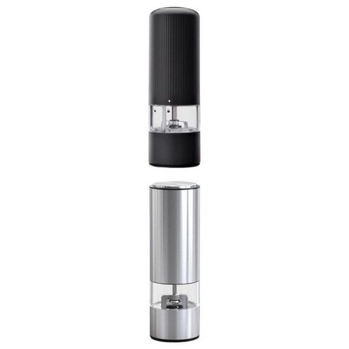 주방 ABS 용 2x 자동 페퍼 그라인더 소금 밀 그라인더, 52.6x161mm, 블랙+화이트, 플라스틱