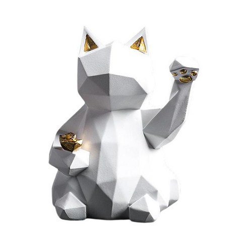 럭키 고양이 입상 C satculptures 인형 동상 작은 홈 장식 현대 장식 고양이 조각 추상 조각, 화이트, 수지