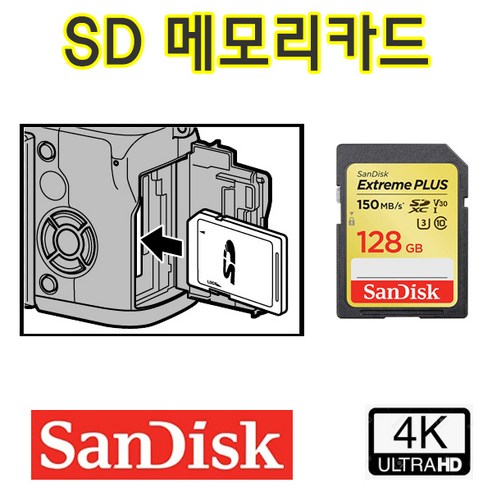 SONY 소니 ZV-1F 카메라 호환 SDXC 128G 메모리카드 4K 녹화지원, 샌디스크 Extreme SDXC UHS-1 128GB