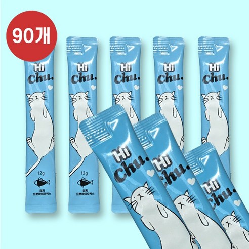 칼마 국내산 고양이 짜먹는 간식 하이츄 12g 고단백 연어/참치/닭가슴살 대용량 츄르, 90개, 참치