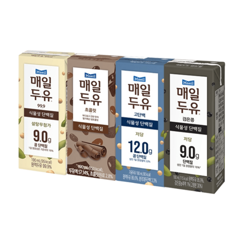 매일두유 검은콩 락토프리 혼합구성 고단백 초코(각 ), 맛보기 고단백+검은콩+99.9+초코 각6팩, 190ml, 24개