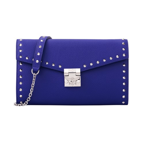 MCM 여사 패트리시아 시리즈 스터드 실루엣 가죽 인터컨티넨탈 빅 블루 숄더 크로스백 지갑 MYL9SPA19HG001(2000)