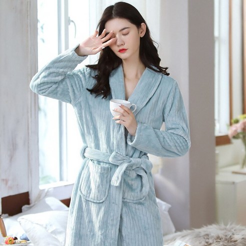 [SW] 여자를위한 두꺼운 따뜻한 가운 Mens 가정 의류 잠옷 긴 기모노 가운 드레싱 가운 커플 잠옷 목욕 가운 Anime Cow Pajamas
