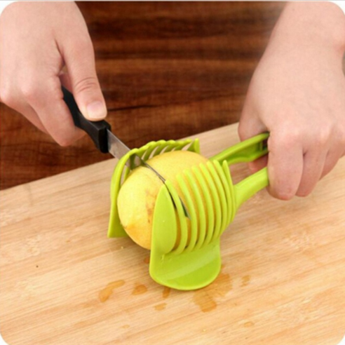 플라스틱 감자 슬라이서 토마토 커터 도구 슈레더 레몬 커팅 홀더 손 요리 도구 주방 도구 주방 액세서리, 하나, 보여진 바와 같이