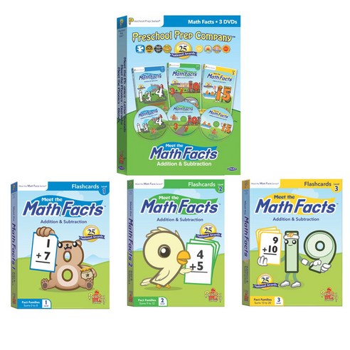 영어원서 (미사용 새상품)프리스쿨프랩 Preschool Prep meet the math facts 3 DVDs+ 3 Flash Cards (전4종) 과학/공학