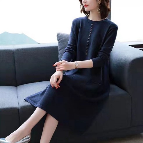 가을과 겨울을 위한 편안하고 세련된 베스티피 니트 원피스