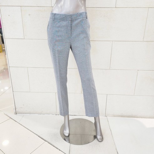 크로커다일레이디 린넨 혼방 체크 일자핏팬츠B