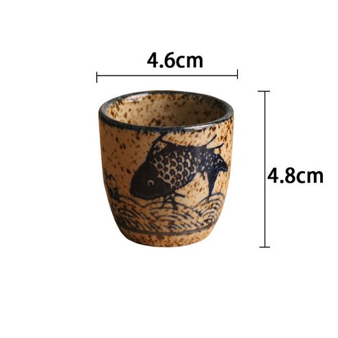 스노우드림 일본식 청주 도자 세트 가정용 소형 잔 소주잔, 물고기 잔_10개 룩