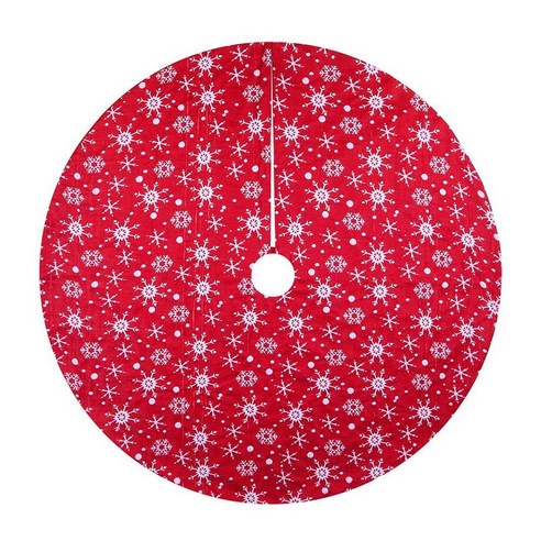 Monland 48 인치 레드 크리스마스 트리 스커트 눈송이 더블 레이어 두꺼운 매트 휴일 파티 장식, 빨간색