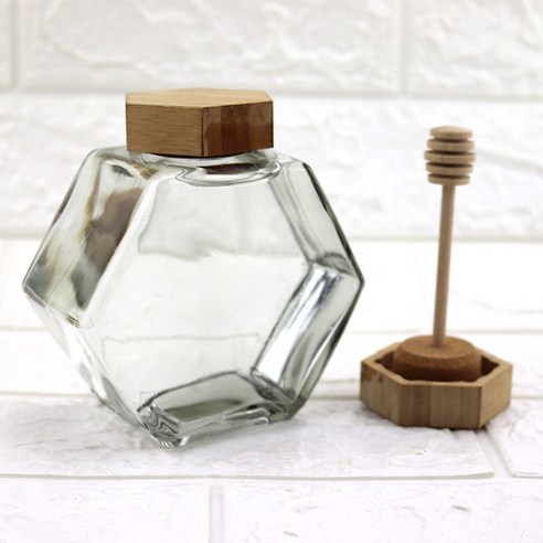 빈티지 디자인과 실용성이 돋보이는 고급스러운 유리 꿀병