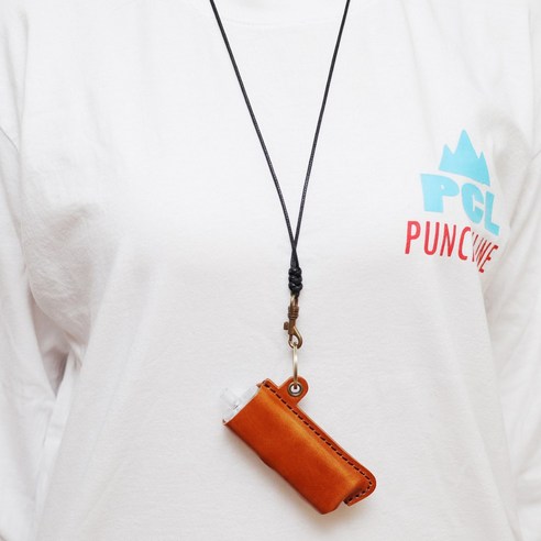 수제 가죽 목걸이 유웰 발라리안 에어 케이스 커버 각인무료, 1개, 아도방브라운