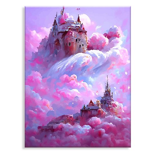 오로라데코덴 캔버스형 보석십자수 40x50cm, MK126 분홍빛 구름과 성