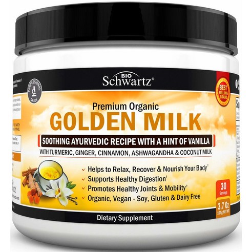 BioSchwartz Golden Milk Powder 바이오슈왈츠 골든 밀크 파우더 3.7oz(105g), 1개 골든듀에버에프터 Best Top5