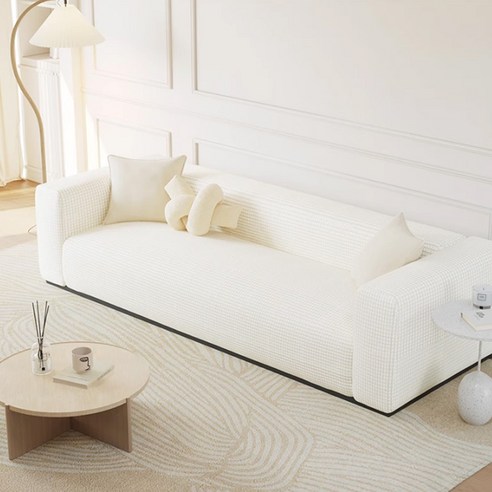 나노 방수 쇼파 커버 세트 고정 용 스펀지 스틱 포함 소파 패드 사계절 스판 덮개 모던 북유럽 패브릭 면 부드러운 고탄력 4계절 반려동물 천갈이, 1세트, R89024G(그레이