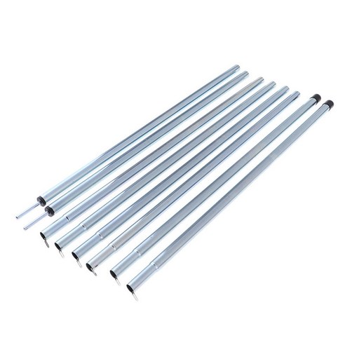 2Pcs 4 섹션 야외 철 텐트 기둥 캐노피 바 여행 캠핑 하이킹, 실버