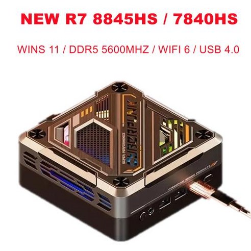 7840HS 미니 PC SZBOX 사이버 R7 8845HS Win 11 Pro DDR5 5600M NVME SSD 4.0 WIFI6 BT5.2 USB 4K HD RJ45 랜 데스크, 없음, 없음, 11) DDR5 16GB 512GB - R7 8845H